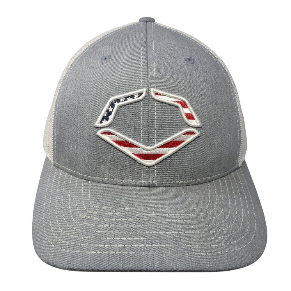Evo Shield Snapback Trucker Hat Gray One Size Adjustable Patriotic Mesh Back